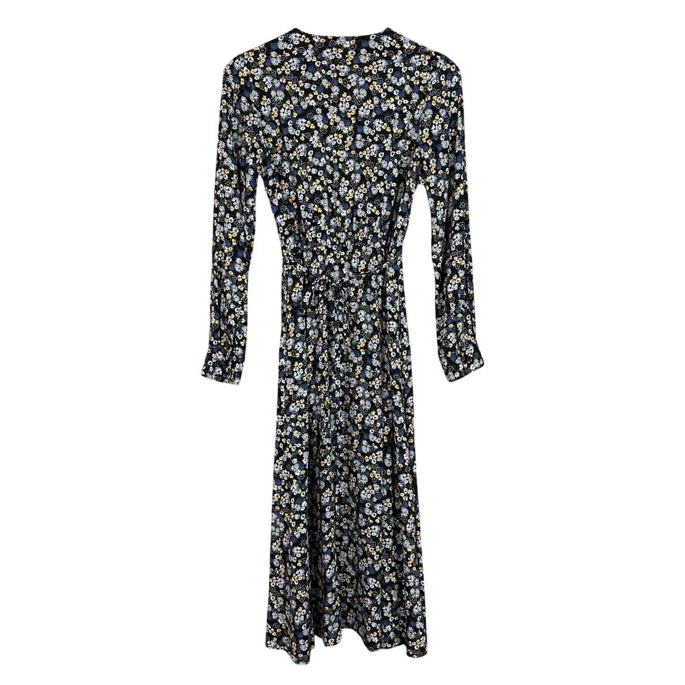 Uniqlo Floral Printed V-Neck Long Sleeve Flare Dress Womens Size Small S - Picture 3 of 9